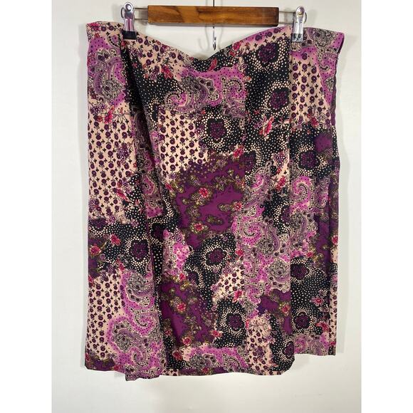 Sag Harbor Skirt 18W 20W Purple Black Floral Patchwork Peasant Gypsy Career Y2K - Picture 2 of 9